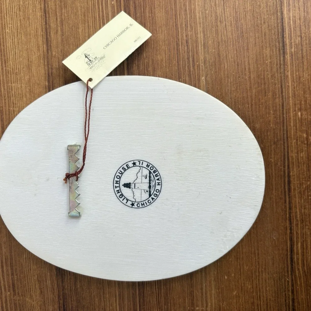 Chicago Harbor IL Lighthouse Nautical Oval Ceramic Wall Plaque 3D Painted 9x7